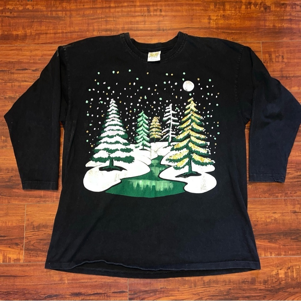 Vintage Long Sleeve Christmas Shirt Sz Lrg 3D Print Made In The USA Preowned!!
